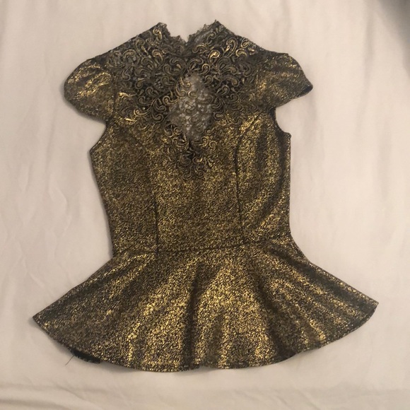Peplum Gold and Black Shirt - Picture 1 of 6